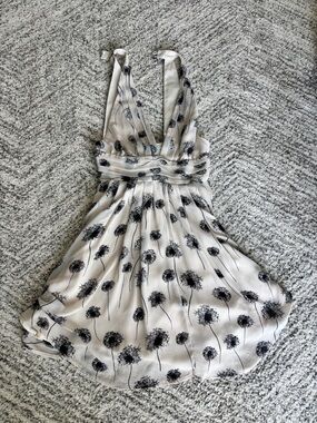 Kimchi Blue Cream Halter Dress with Black Floral Print